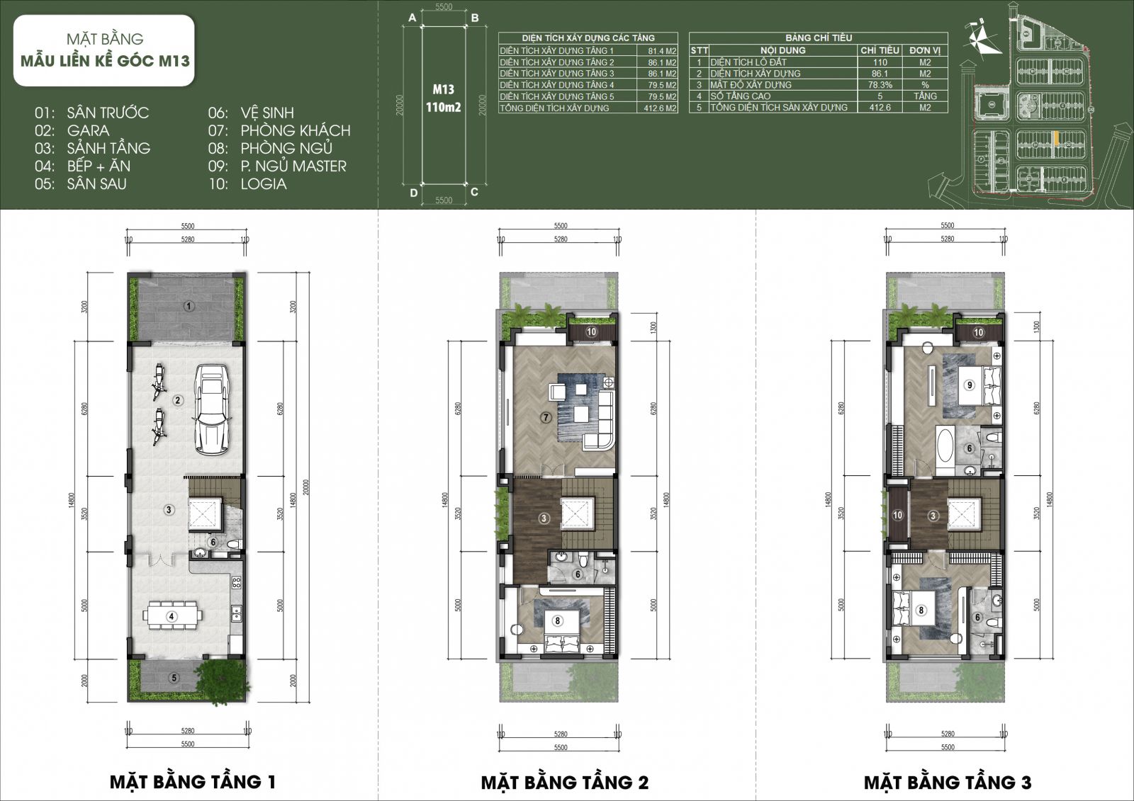 thiết kế căn M13 - Green Little Town
