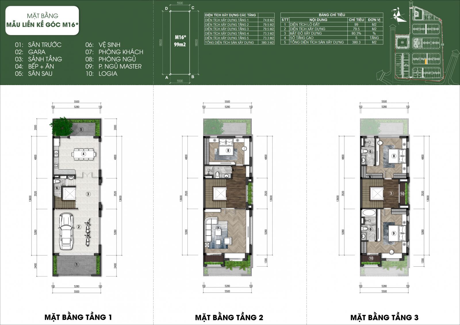 thiết kế căn M16P - Green Little Town