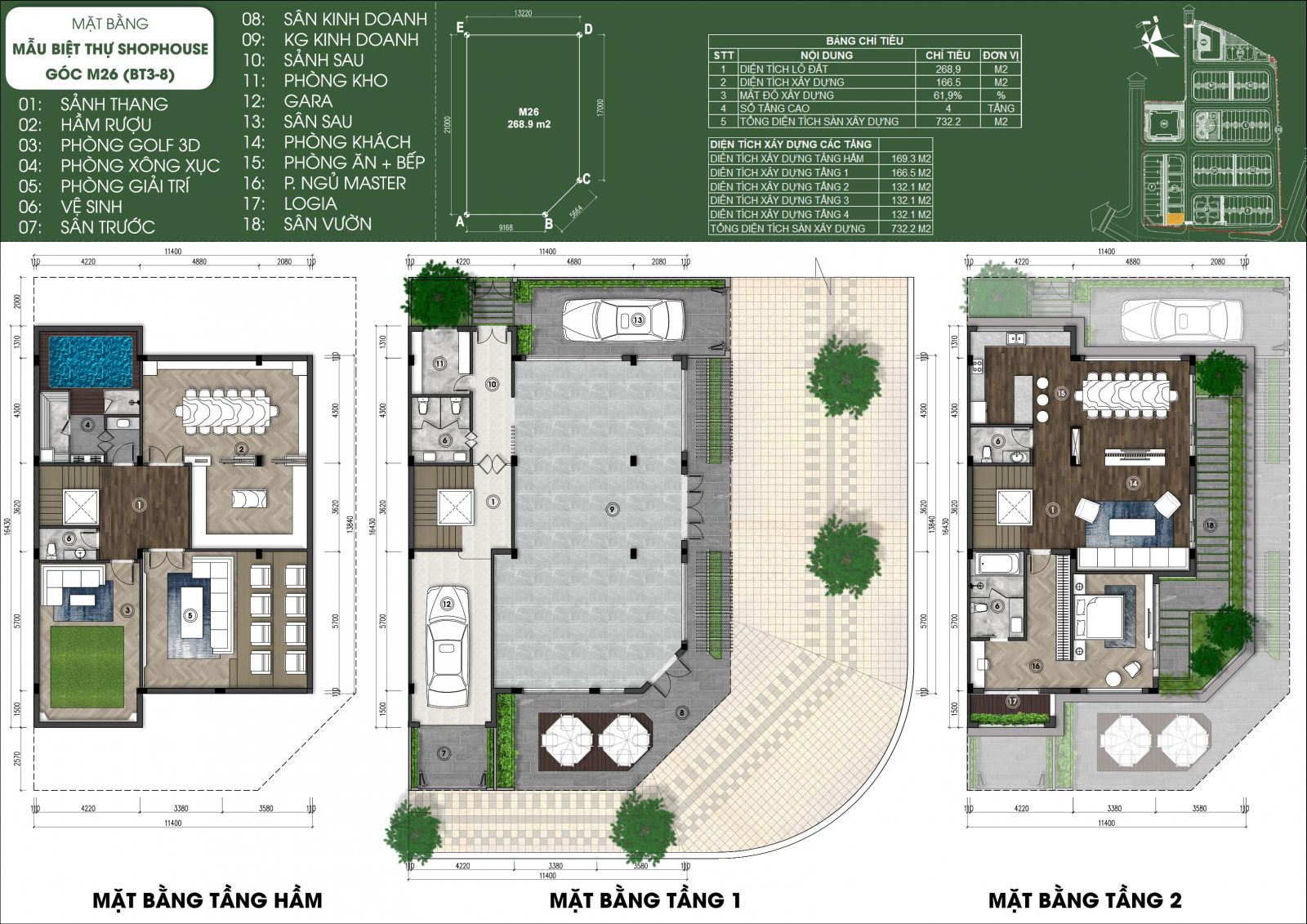 thiết kế biệt thự M26P - green little town