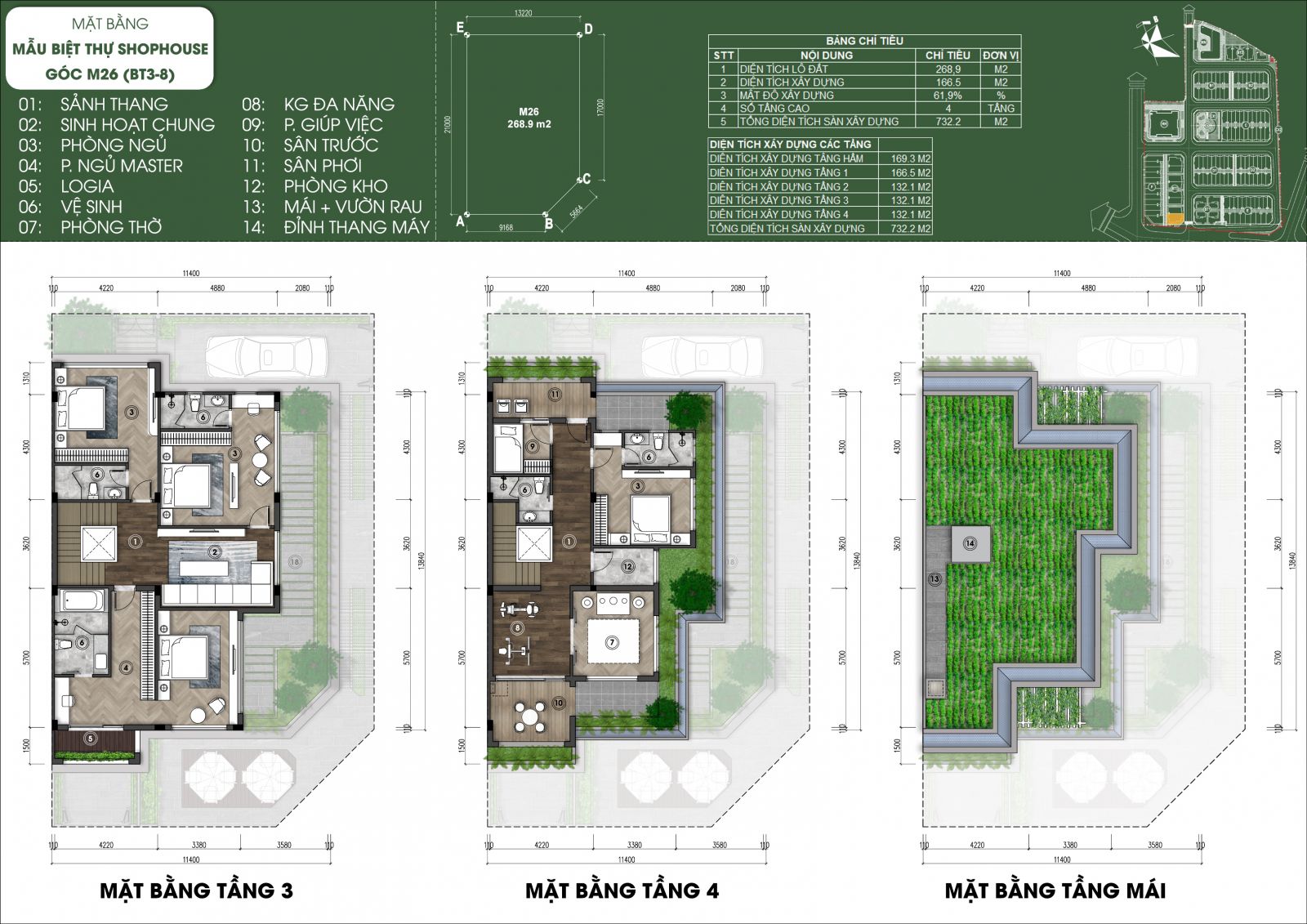 thiết kế biệt thự M26P - green little town