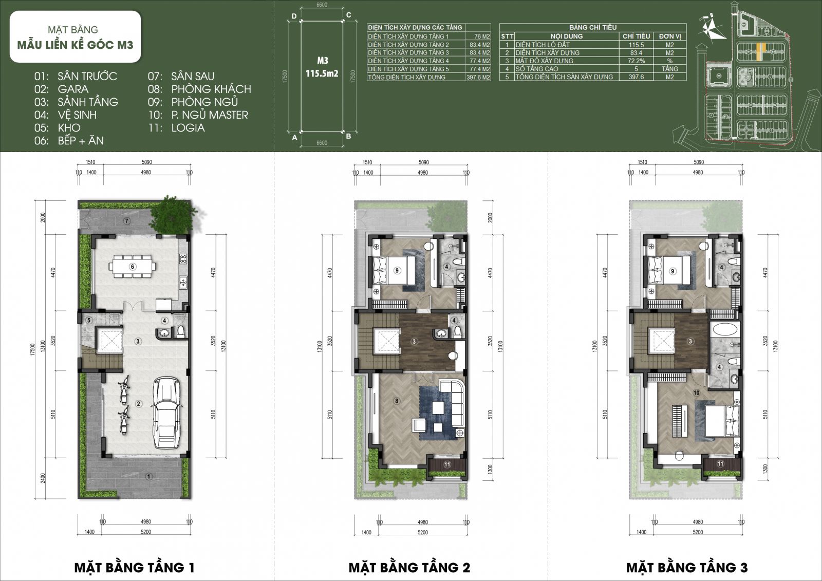 thiết kế liền kề căn M3 - Green Little Town