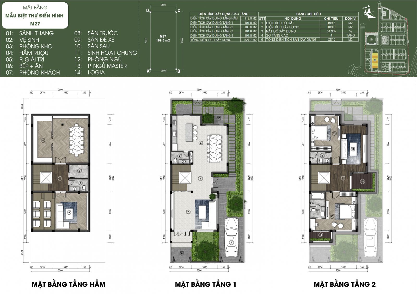 thiết kế biệt thự M27 - green little town