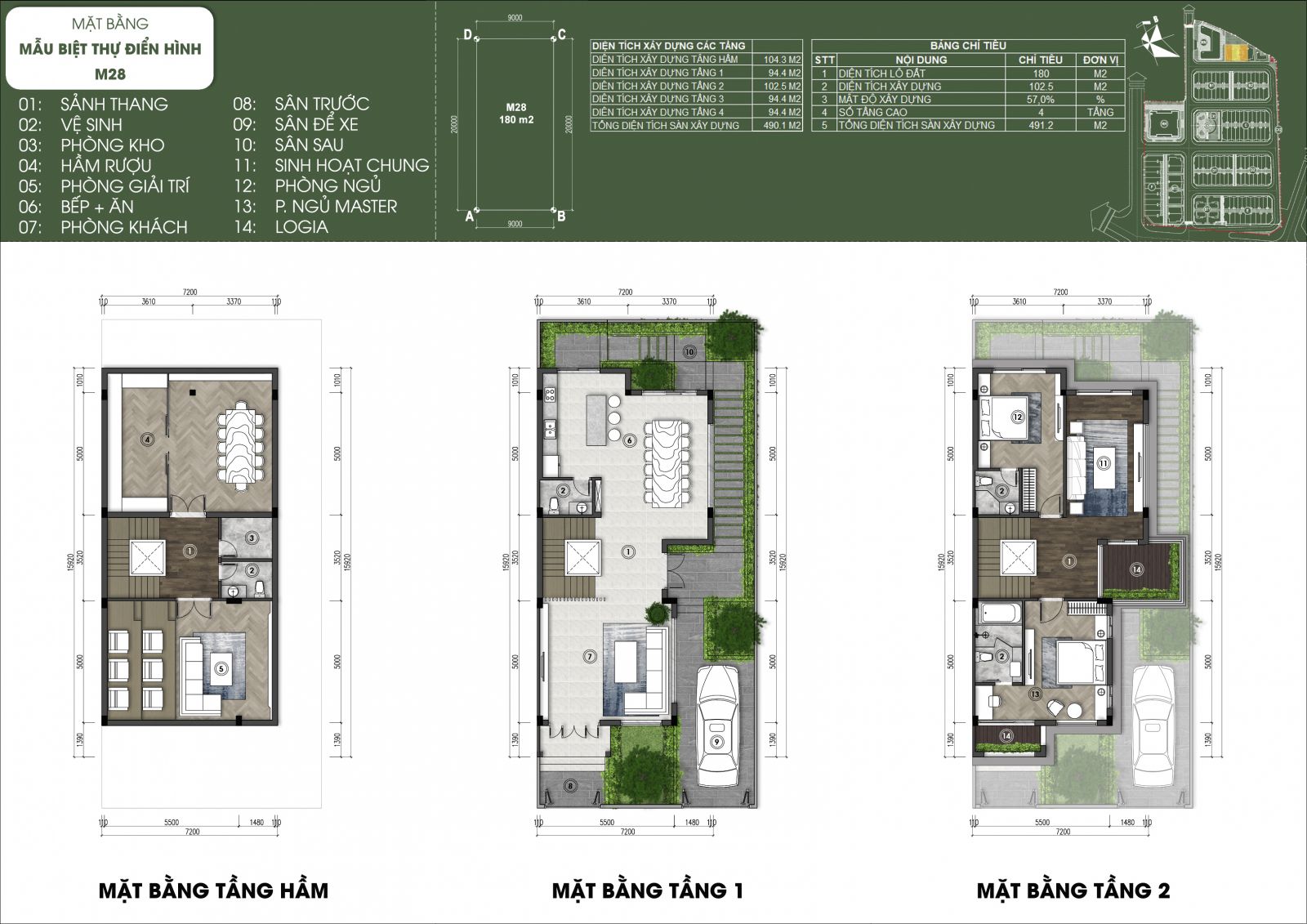 thiết kế biệt thự M28 - green little town