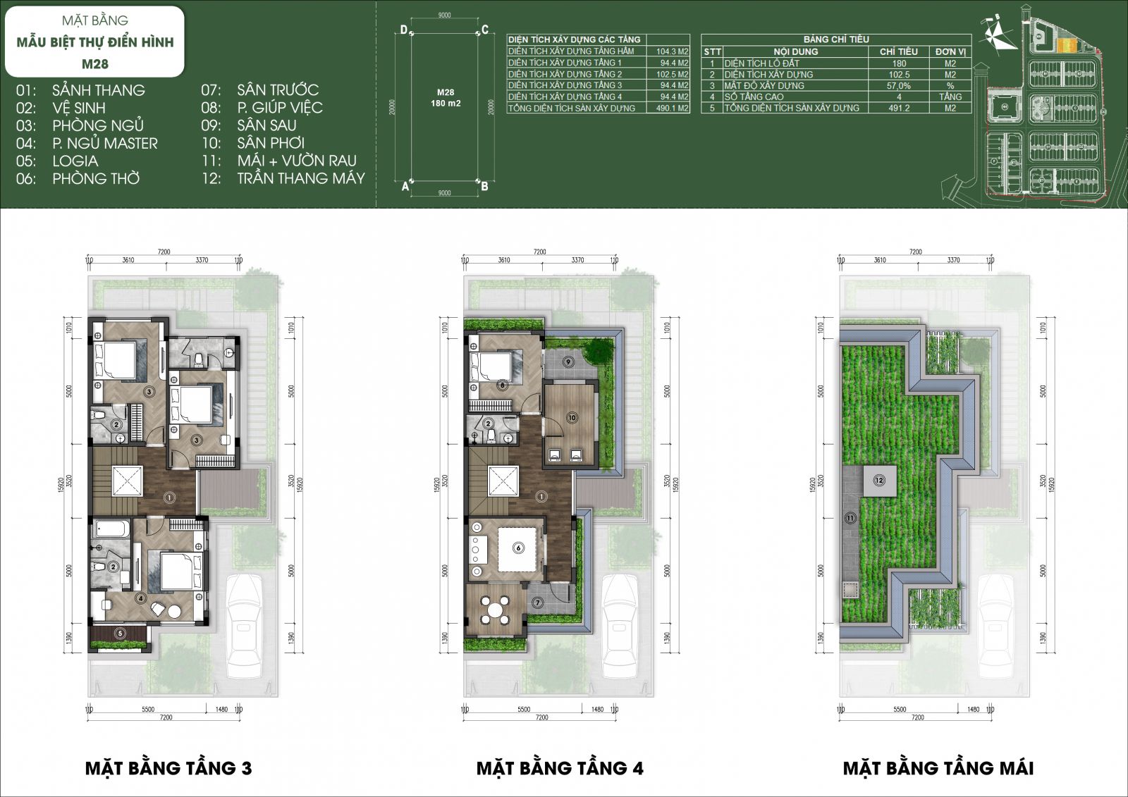 thiết kế biệt thự M28 - green little town